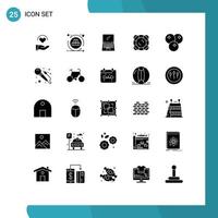 Set of 25 Vector Solid Glyphs on Grid for cranberry support computer safety mobile Editable Vector Design Elements