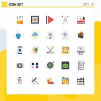 Pack of 25 Modern Flat Colors Signs and Symbols for Web Print Media such as avatar train play railway people Editable Vector Design Elements