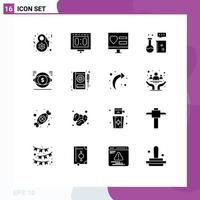Modern Set of 16 Solid Glyphs and symbols such as science lab chemistry laboratory app chemistry lab wedding Editable Vector Design Elements