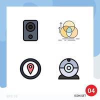 Filledline Flat Color Pack of 4 Universal Symbols of computers geometry hardware circle location Editable Vector Design Elements