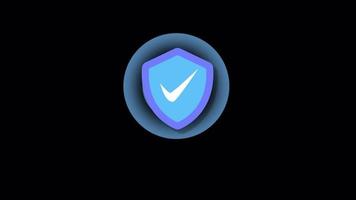 Blue Safety icon with aura.Alpha channel.Web protection symbol animation.Animate icon HD.Shield icons with correct.Privacy sign video