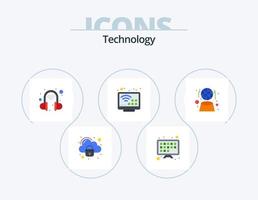paquete de iconos planos de tecnología 5 diseño de iconos. la red. globo. tecnología. digital. inteligente vector