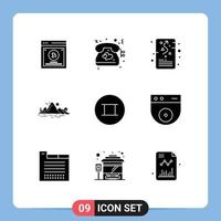 9 Universal Solid Glyphs Set for Web and Mobile Applications tree landscape goal hill strategic Editable Vector Design Elements