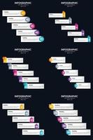 Vector 6 Infographics Pack Presentation slide template 5 Steps cycle diagrams and timelines