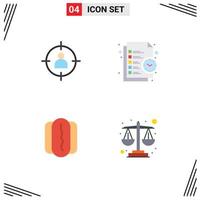 Universal Icon Symbols Group of 4 Modern Flat Icons of human time target list hotdog Editable Vector Design Elements