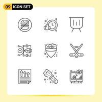 Set of 9 Modern UI Icons Symbols Signs for fast digital finance art file Editable Vector Design Elements