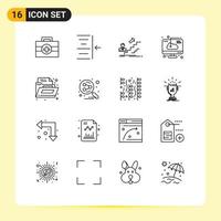 User Interface Pack of 16 Basic Outlines of folder software development installation computer Editable Vector Design Elements