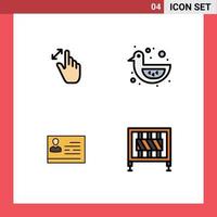 Set of 4 Vector Filledline Flat Colors on Grid for expand license to work magnification duck card Editable Vector Design Elements