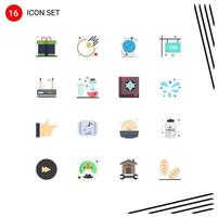 Modern Set of 16 Flat Colors and symbols such as router spa sign board global spa board Editable Pack of Creative Vector Design Elements