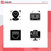 Universal Icon Symbols Group of Modern Solid Glyphs of heart development audio tape mobile Editable Vector Design Elements