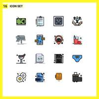 Universal Icon Symbols Group of 16 Modern Flat Color Filled Lines of support hand done user invitation Editable Creative Vector Design Elements