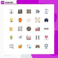 25 Creative Icons Modern Signs and Symbols of design timer fence stop gear Editable Vector Design Elements