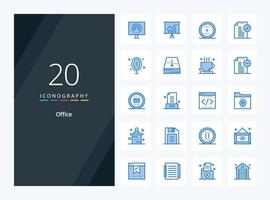 20 Office Blue Color icon for presentation vector