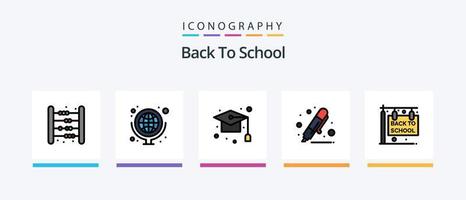 la línea de regreso a la escuela llenó el paquete de 5 íconos, incluido el bebé. escuela. Suministros escolares. cajón. estacionario. diseño de iconos creativos vector