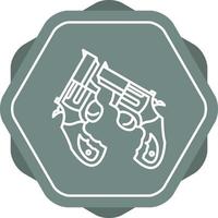 icono de línea de dos pistolas vector