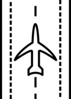 Plane on Runway Line Icon vector