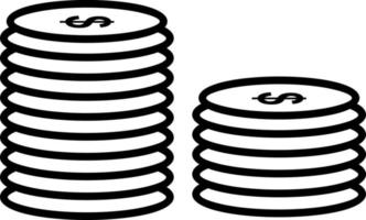 icono de línea de pila de monedas vector