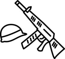 Gun and Helmet Line Icon vector