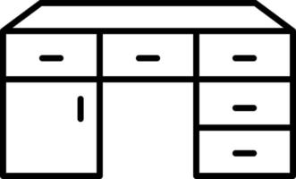 mesa con icono de línea de cajones vector