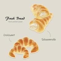Hand drawn colored pencil with bread vector