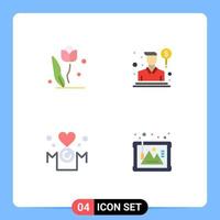 Set of 4 Modern UI Icons Symbols Signs for flora mom nature person inscription Editable Vector Design Elements