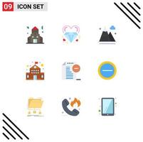 Editable Vector Line Pack of 9 Simple Flat Colors of documents school activities education nature Editable Vector Design Elements