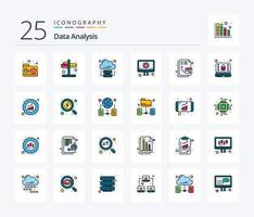 Data Analysis 25 Line Filled icon pack including database. management. right. development. cloud internet vector