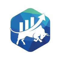 Bull with chart bar logo design. Finance vector logo design.