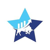 Bull with chart bar logo design. Finance vector logo design.