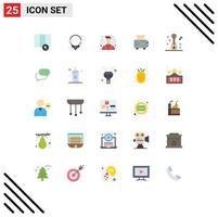 Pack of 25 Modern Flat Colors Signs and Symbols for Web Print Media such as chating music programmer guitar toaster Editable Vector Design Elements