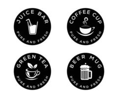 conjunto de barra de jugos, cerveza, cafetería y plantilla de diseño de logotipo de té. vector