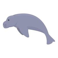 Funny dugong icon cartoon vector. Ocean mammal vector