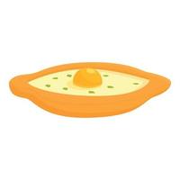 Khachapuri egg icon cartoon vector. Pastry cuisine vector