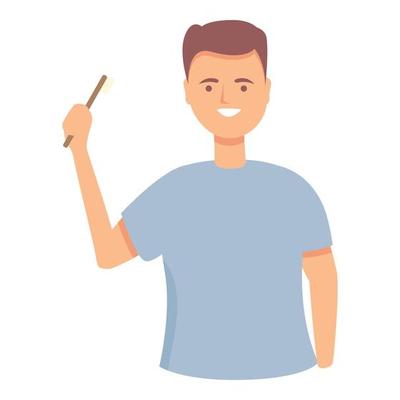 Cleaned teeth icon cartoon vector. Child brush