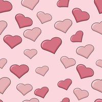 Repeated hearts drawn by hand. Cute seamless pattern. Endless romantic print. Vector illustration.