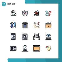 Flat Color Filled Line Pack of 16 Universal Symbols of left symbol graph female gender Editable Creative Vector Design Elements