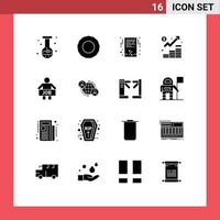 Universal Icon Symbols Group of 16 Modern Solid Glyphs of man marketing black friday management finance Editable Vector Design Elements