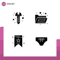 4 Creative Icons Modern Signs and Symbols of diy underwear files bookmark bikini Editable Vector Design Elements