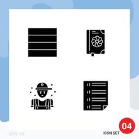 Stock Vector Icon Pack of 4 Line Signs and Symbols for grid plumber flower man bars Editable Vector Design Elements