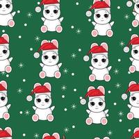 Cute Christmas seamless pattern with cute bunny vector
