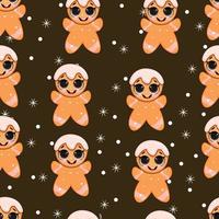 Cute Christmas seamless pattern with cute gingerbread man vector