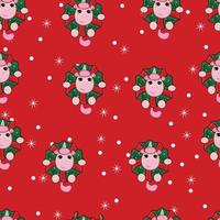 Cute Christmas seamless pattern with cute unicorn vector