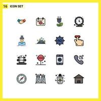 Mobile Interface Flat Color Filled Line Set of 16 Pictograms of money coin date business plug Editable Creative Vector Design Elements