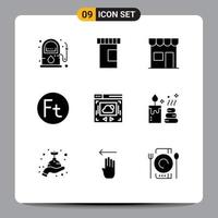 Group of 9 Solid Glyphs Signs and Symbols for website hungary kiosk hungarian currency Editable Vector Design Elements