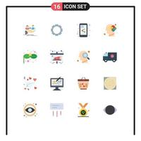 Modern Set of 16 Flat Colors Pictograph of eye carnival mask share puzzle mind Editable Pack of Creative Vector Design Elements