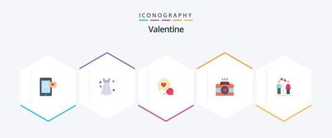 paquete de iconos planos de san valentín 25 que incluye mensaje. amar. vestir. día. enamorado vector