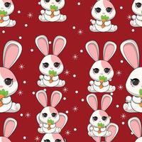 Cute Christmas seamless pattern with cute bunny vector
