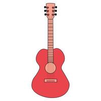 Colorful acoustic guitar concept in vintage style isolated vector illustration