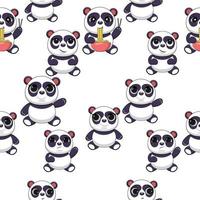 Seamless Pattern of Cute Cartoon Panda Design vector