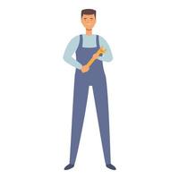 Gas man adjustable key icon cartoon vector. Engineer worker vector